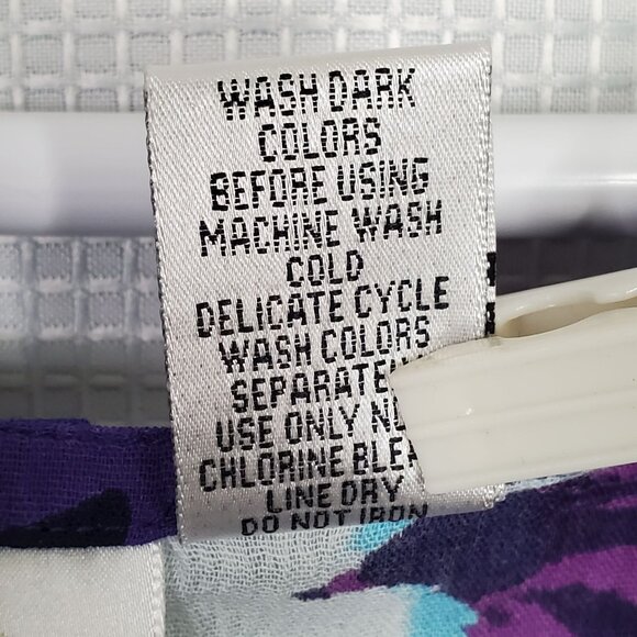 Roamans NWOT Sz 5X Tunic Button Blouse Floral Print Gauzy Crinkle Cotton Purple - Picture 5 of 12